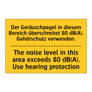 Der Geräuschpegel in diesem Bereich /.../ - The noise level in this area exceeds /.../