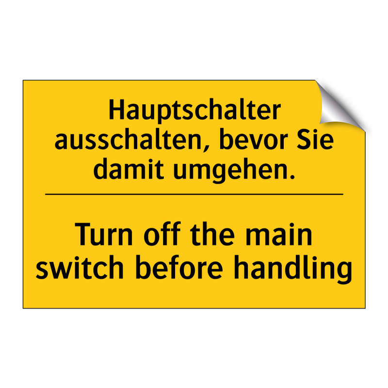 Hauptschalter ausschalten, bevor /.../ - Turn off the main switch before /.../