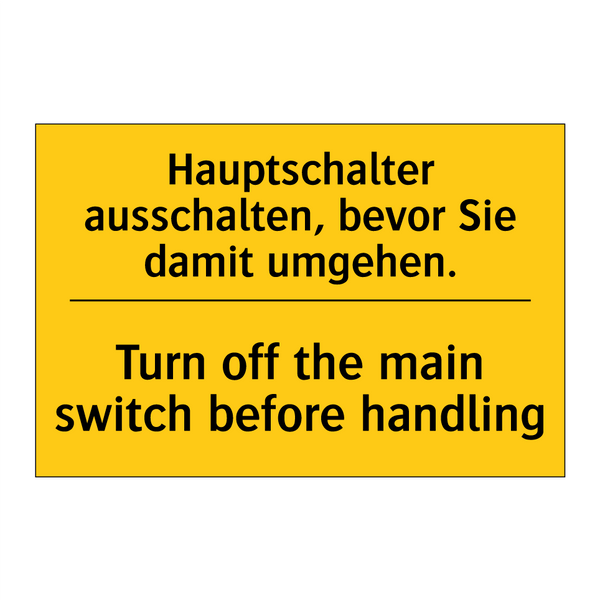 Hauptschalter ausschalten, bevor /.../ - Turn off the main switch before /.../