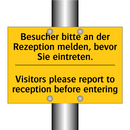 Besucher bitte an der Rezeption /.../ - Visitors please report to reception /.../
