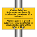 Warnung Gefahr von Bodensenkungen. /.../ - Warning Danger of ground subsidence. /.../