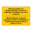 Warnung Gefahr von Bodensenkungen. /.../ - Warning Danger of ground subsidence. /.../