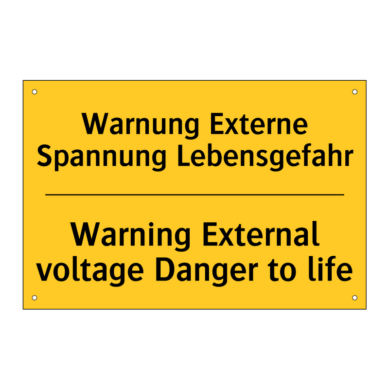 Warnung Externe Spannung Lebensgefahr/.../ - Warning External voltage Danger /.../