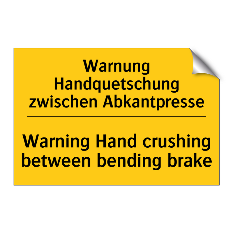 Warnung Handquetschung zwischen /.../ - Warning Hand crushing between /.../