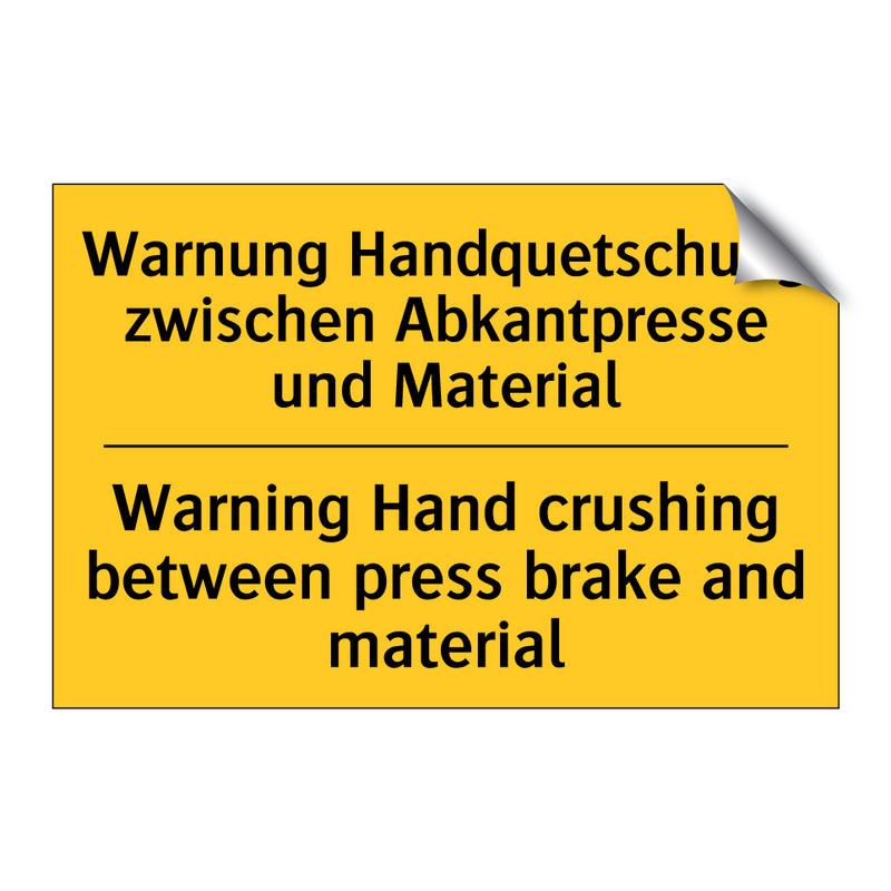 Warnung Handquetschung zwischen /.../ - Warning Hand crushing between /.../