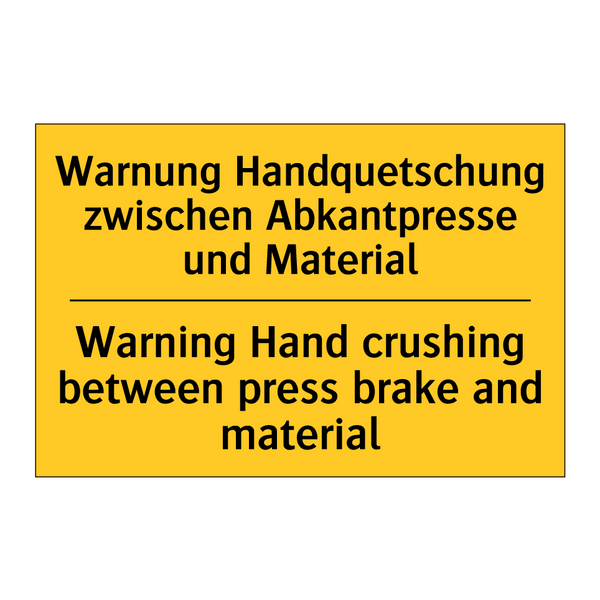 Warnung Handquetschung zwischen /.../ - Warning Hand crushing between /.../