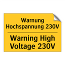 Warnung Hochspannung 230V - Warning High Voltage 230V