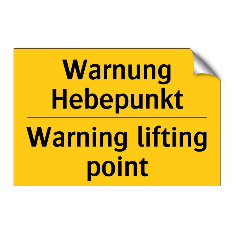Warnung Hebepunkt - Warning lifting point