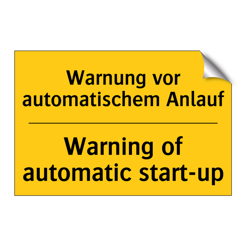 Warnung vor automatischem Anlauf/.../ - Warning of automatic start-up