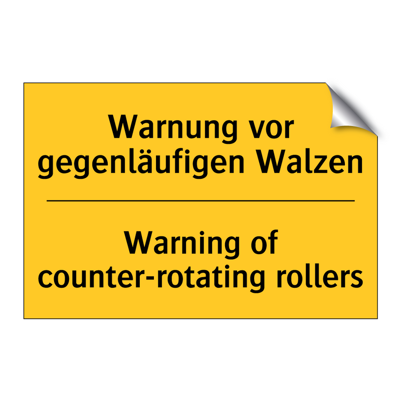 Warnung vor gegenläufigen Walzen/.../ - Warning of counter-rotating rollers/.../