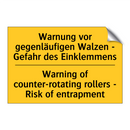 Warnung vor gegenläufigen Walzen /.../ - Warning of counter-rotating rollers /.../
