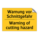 Warnung vor Schnittgefahr - Warning of cutting hazard