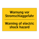 Warnung vor Stromschlaggefahr - Warning of electric shock hazard/.../