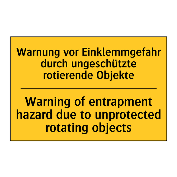 Warnung vor Einklemmgefahr durch /.../ - Warning of entrapment hazard due /.../