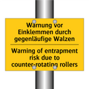 Warnung vor Einklemmen durch gegenläufige /.../ - Warning of entrapment risk due /.../