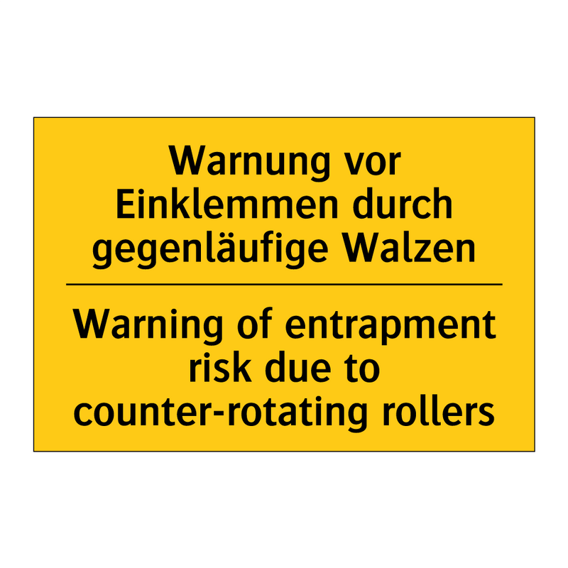 Warnung vor Einklemmen durch gegenläufige /.../ - Warning of entrapment risk due /.../