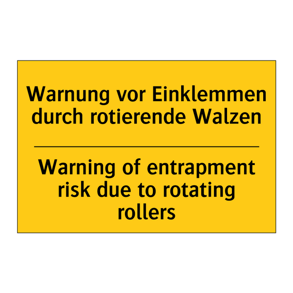 Warnung vor Einklemmen durch rotierende /.../ - Warning of entrapment risk due /.../