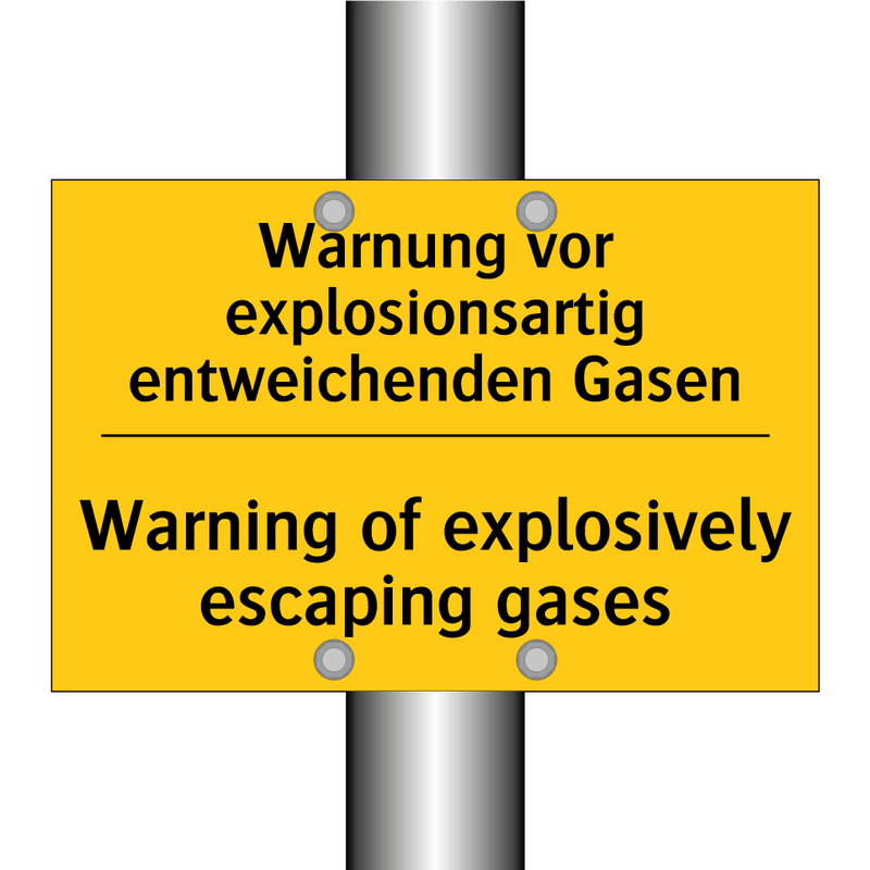 Warnung vor explosionsartig entweichenden /.../ - Warning of explosively escaping /.../