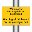 Warnung vor Absturzgefahr am Förderband/.../ - Warning of fall hazard on the /.../