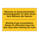 Warnung vor Gasansammlungen Erstickungsgefahr /.../ - Warning of gas accumulations Danger /.../