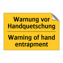 Warnung vor Handquetschung - Warning of hand entrapment