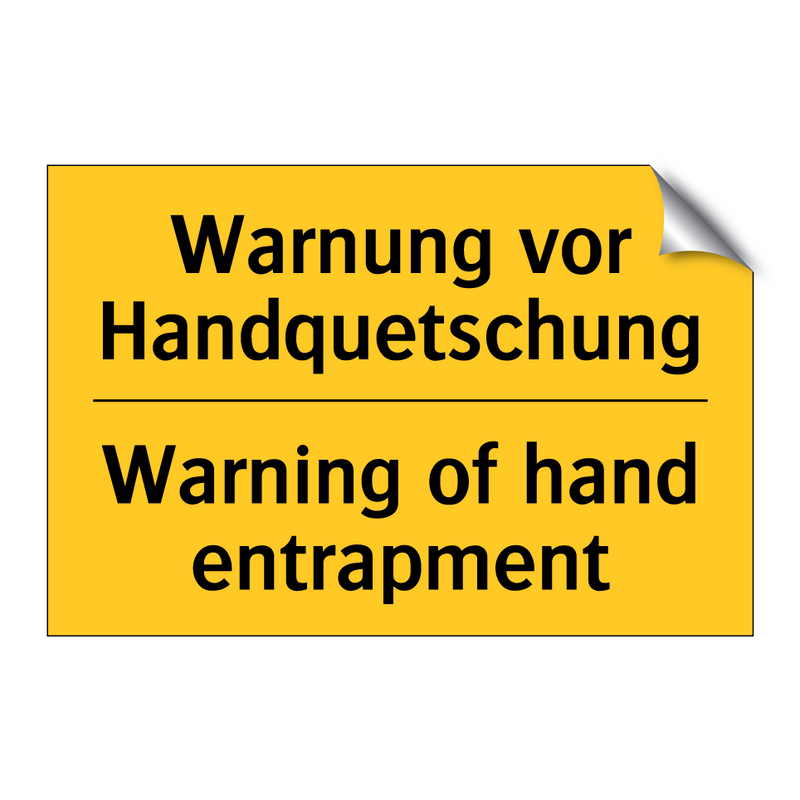 Warnung vor Handquetschung - Warning of hand entrapment