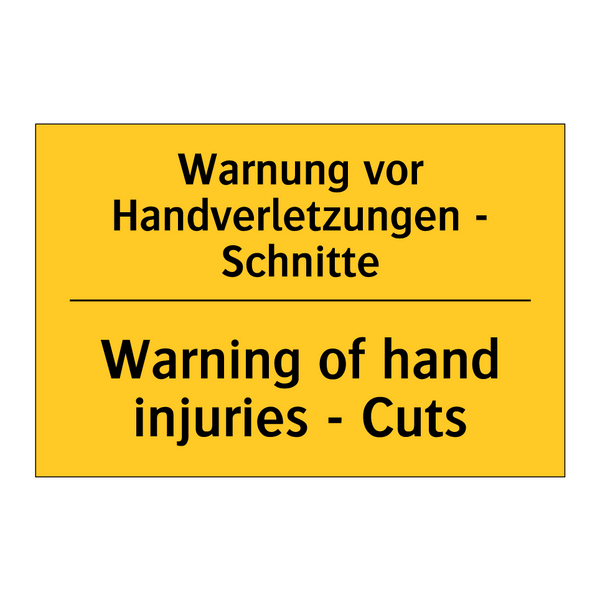 Warnung vor Handverletzungen - /.../ - Warning of hand injuries - Cuts/.../