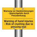 Warnung vor Handverletzungen - /.../ - Warning of hand injuries - Risk /.../