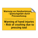 Warnung vor Handverletzungen - /.../ - Warning of hand injuries - Risk /.../