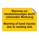 Warnung vor Handverletzungen durch /.../ - Warning of hand injuries due to /.../