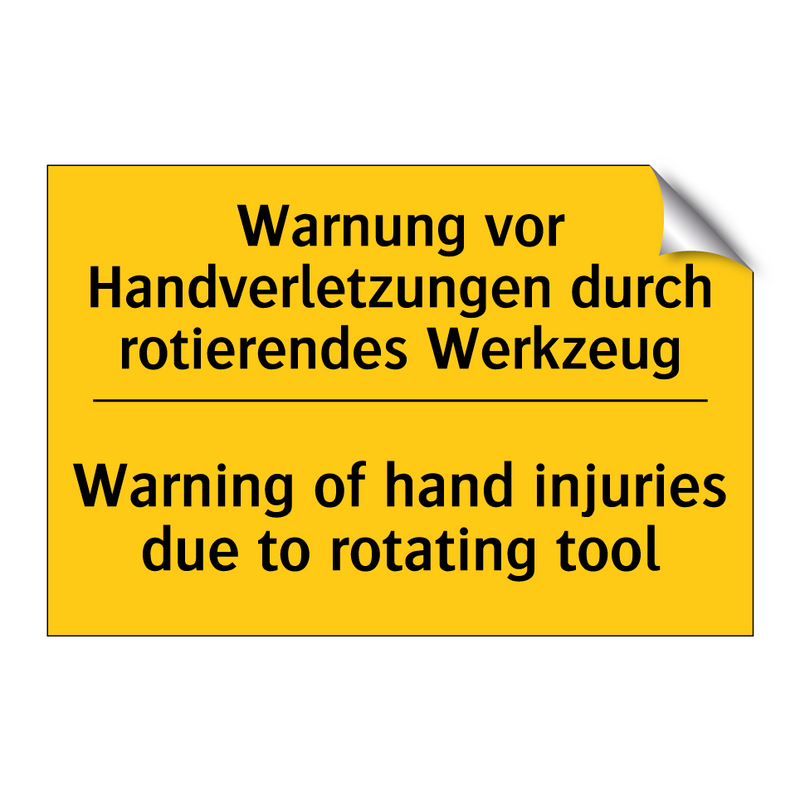 Warnung vor Handverletzungen durch /.../ - Warning of hand injuries due to /.../