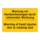 Warnung vor Handverletzungen durch /.../ - Warning of hand injuries due to /.../