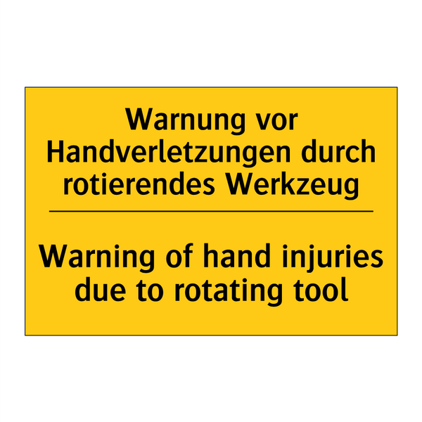 Warnung vor Handverletzungen durch /.../ - Warning of hand injuries due to /.../