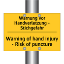 Warnung vor Handverletzung - Stichgefahr/.../ - Warning of hand injury - Risk /.../