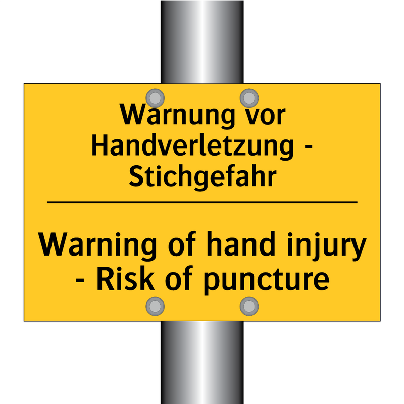 Warnung vor Handverletzung - Stichgefahr/.../ - Warning of hand injury - Risk /.../
