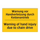 Warnung vor Handverletzung durch /.../ - Warning of hand injury due to /.../