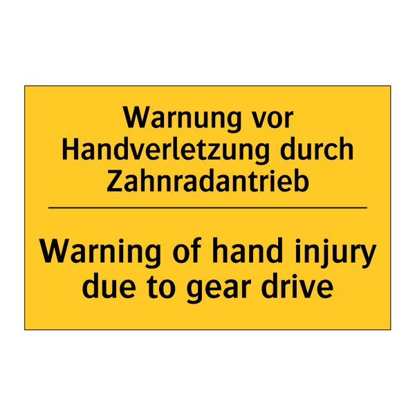 Warnung vor Handverletzung durch /.../ - Warning of hand injury due to /.../