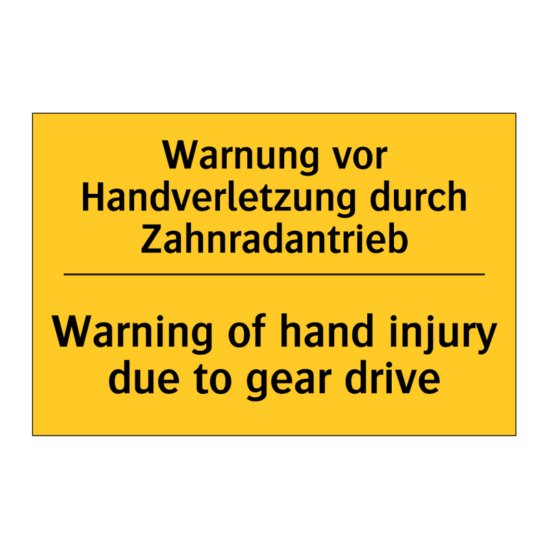 Warnung vor Handverletzung durch /.../ - Warning of hand injury due to /.../
