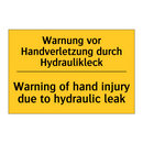 Warnung vor Handverletzung durch /.../ - Warning of hand injury due to /.../