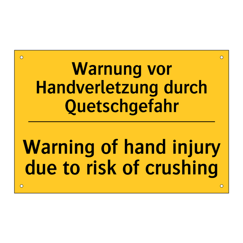 Warnung vor Handverletzung durch /.../ - Warning of hand injury due to /.../