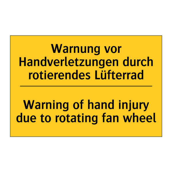Warnung vor Handverletzungen durch /.../ - Warning of hand injury due to /.../