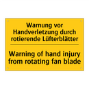 Warnung vor Handverletzung durch /.../ - Warning of hand injury from rotating /.../