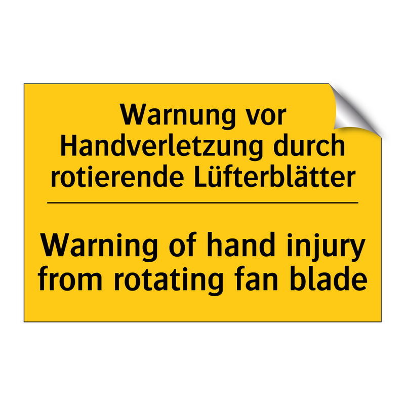 Warnung vor Handverletzung durch /.../ - Warning of hand injury from rotating /.../