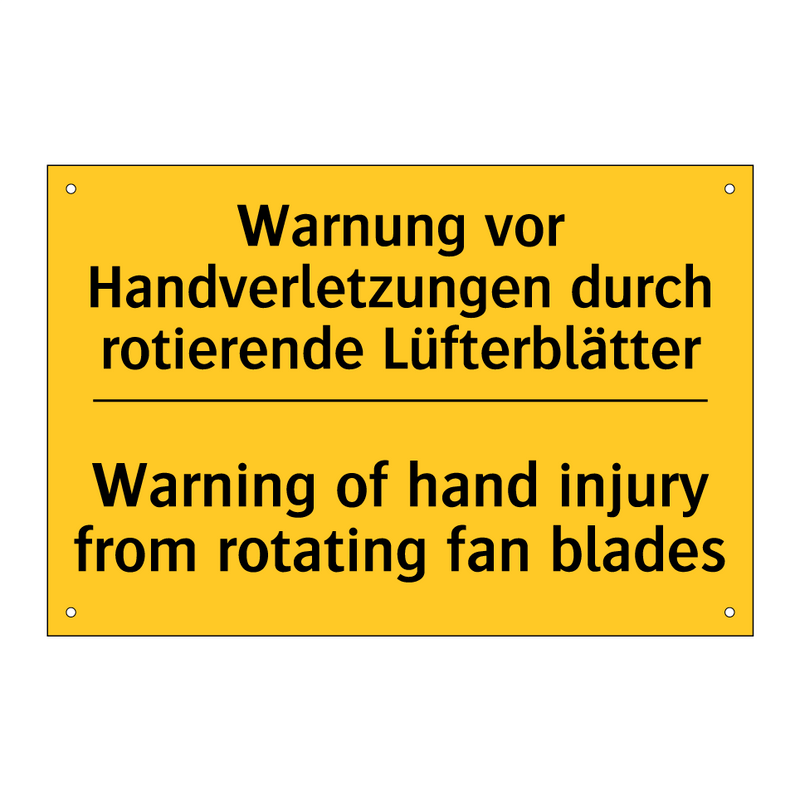 Warnung vor Handverletzungen durch /.../ - Warning of hand injury from rotating /.../