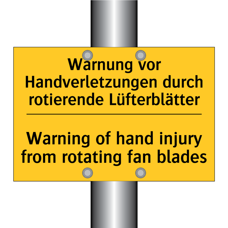 Warnung vor Handverletzungen durch /.../ - Warning of hand injury from rotating /.../