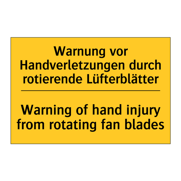 Warnung vor Handverletzungen durch /.../ - Warning of hand injury from rotating /.../