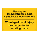 Warnung vor Handverletzungen durch /.../ - Warning of hand injury from unprotected /.../