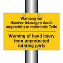 Warnung vor Handverletzungen durch /.../ - Warning of hand injury from unprotected /.../