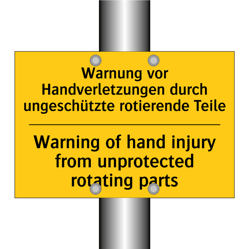 Warnung vor Handverletzungen durch /.../ - Warning of hand injury from unprotected /.../