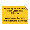 Warnung vor Gefahren beim Laden /.../ - Warning of hazards from charging /.../